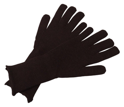 Gants Moufles Homme Dolce & Gabbana en Cachemire et Soie Marron