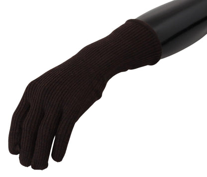 Gants Moufles Homme Dolce & Gabbana en Cachemire et Soie Marron