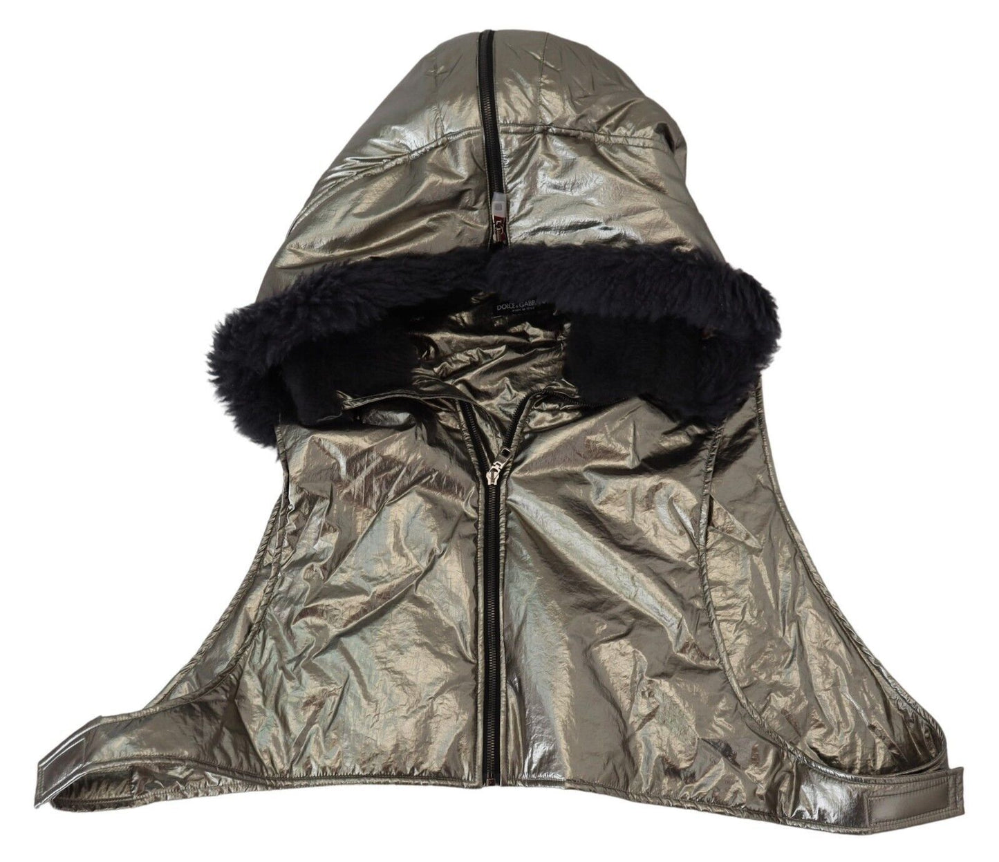 Dolce & Gabbana Chapeau Homme en Nylon et Fourrure Argentée Entièrement Enveloppant