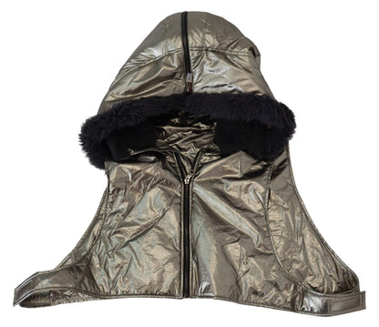 Dolce & Gabbana Chapeau Homme en Nylon et Fourrure Argentée Entièrement Enveloppant
