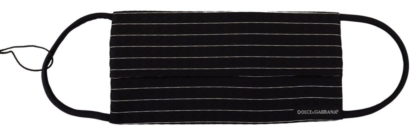 Masque en tissu Dolce & Gabbana rayé noir et blanc avec attaches élastiques - Taille unique