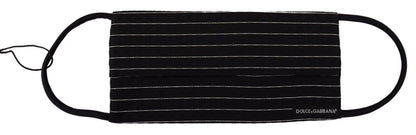 Masque en tissu Dolce & Gabbana rayé noir et blanc avec attaches élastiques - Taille unique