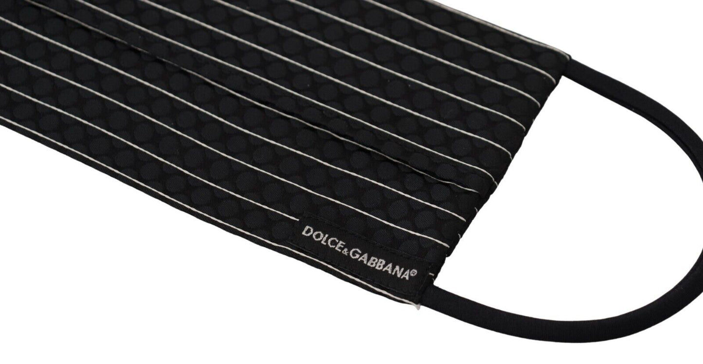 Masque en tissu Dolce & Gabbana rayé noir et blanc avec attaches élastiques - Taille unique