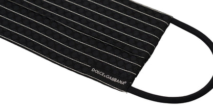 Masque en tissu Dolce & Gabbana rayé noir et blanc avec attaches élastiques - Taille unique