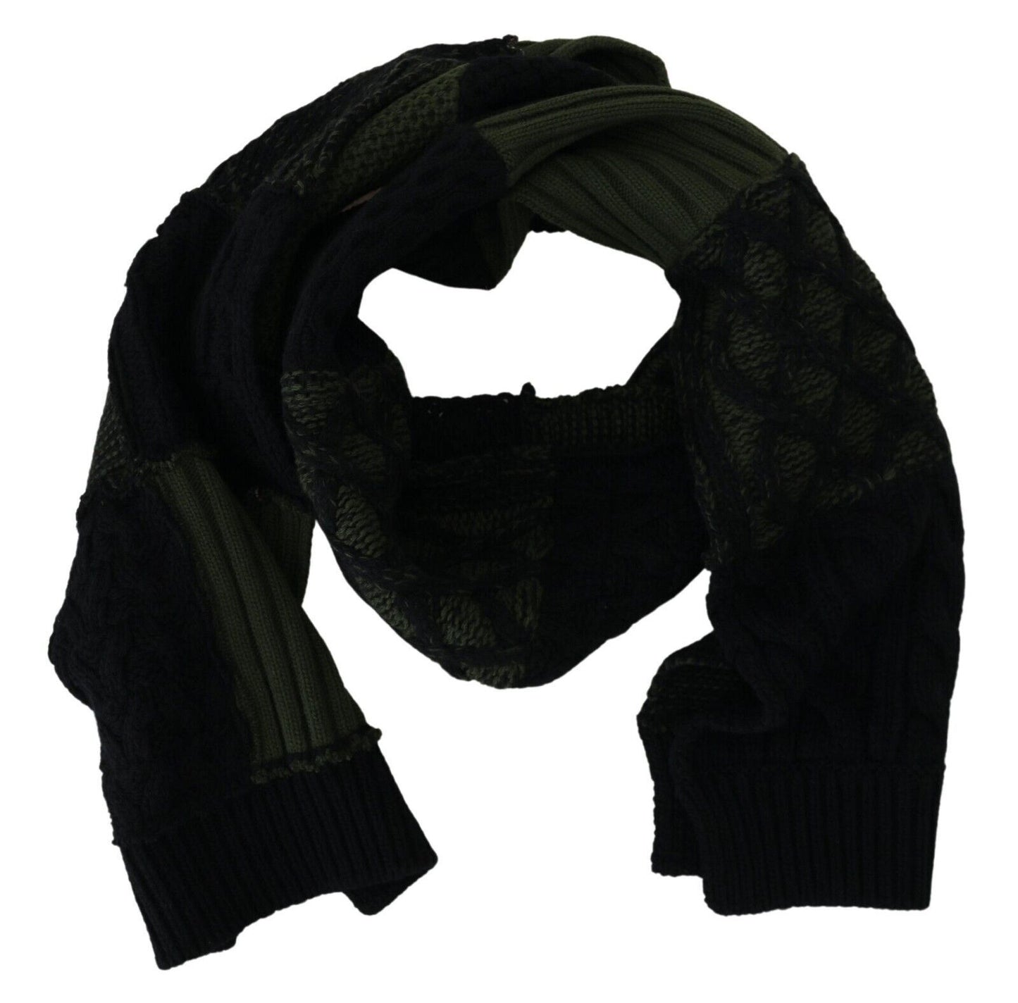 Écharpe-châle homme Dolce & Gabbana en maille noire et verte