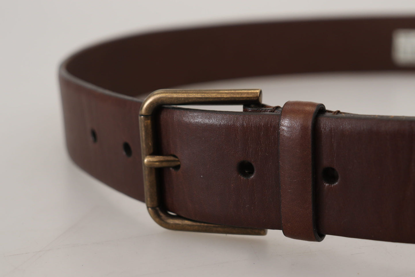Ceinture Dolce & Gabbana en cuir marron avec boucle mousqueton en métal doré