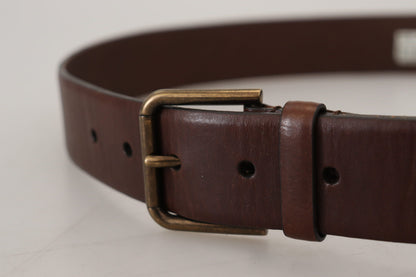 Ceinture Dolce & Gabbana en cuir marron avec boucle mousqueton en métal doré