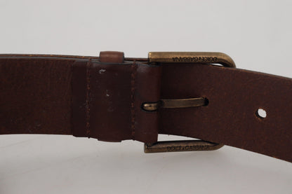 Ceinture Dolce & Gabbana en cuir marron avec boucle mousqueton en métal doré