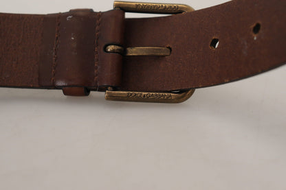 Ceinture Dolce & Gabbana en cuir marron avec boucle mousqueton en métal doré
