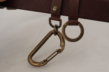 Ceinture Dolce & Gabbana en cuir marron avec boucle mousqueton en métal doré