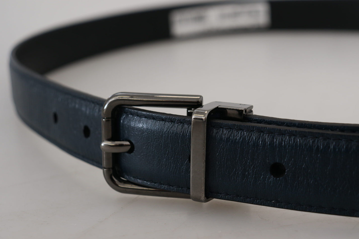 Ceinture Vintage Dolce & Gabbana en Cuir Bleu avec Boucle en Métal Argenté