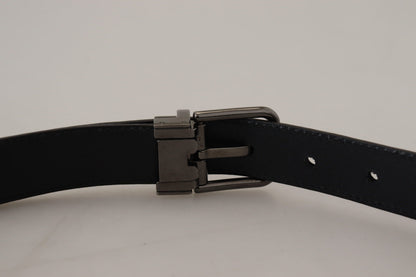 Ceinture Vintage Dolce & Gabbana en Cuir Bleu avec Boucle en Métal Argenté