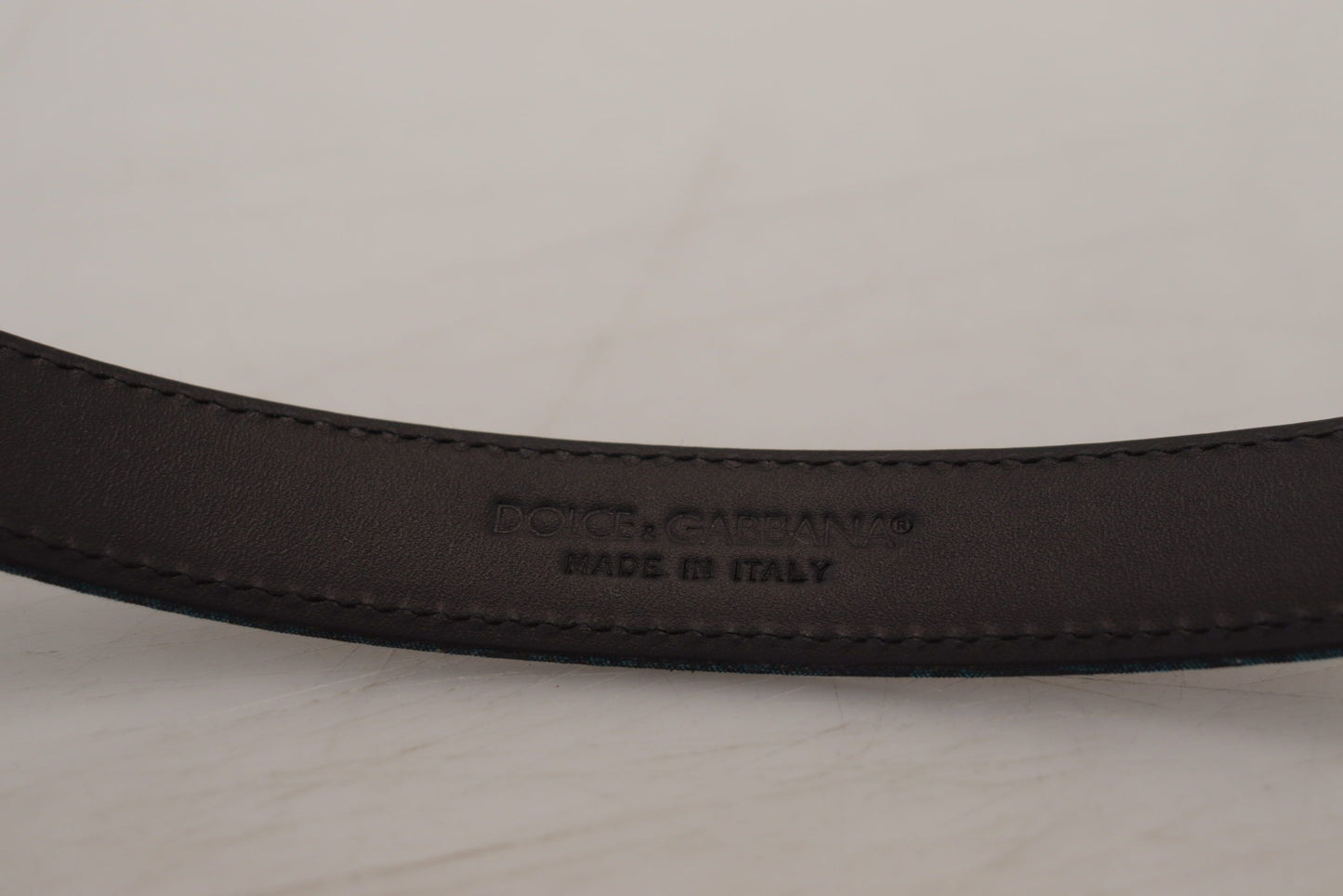 Ceinture Homme Dolce & Gabbana Jacquard Moire Bleu Métal Argenté