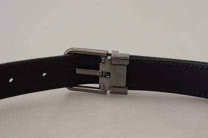 Ceinture Homme Dolce & Gabbana Jacquard Moire Bleu Métal Argenté