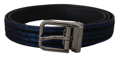 Ceinture Dolce & Gabbana en jacquard rayé bleu avec boucle argentée