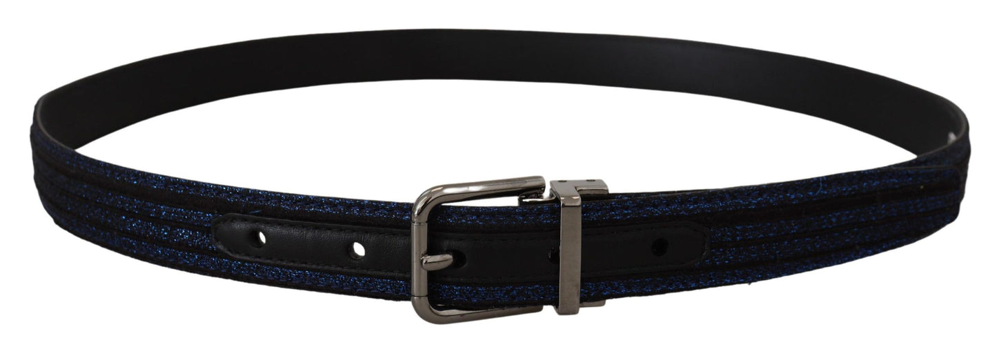 Ceinture Dolce & Gabbana en jacquard rayé bleu avec boucle argentée