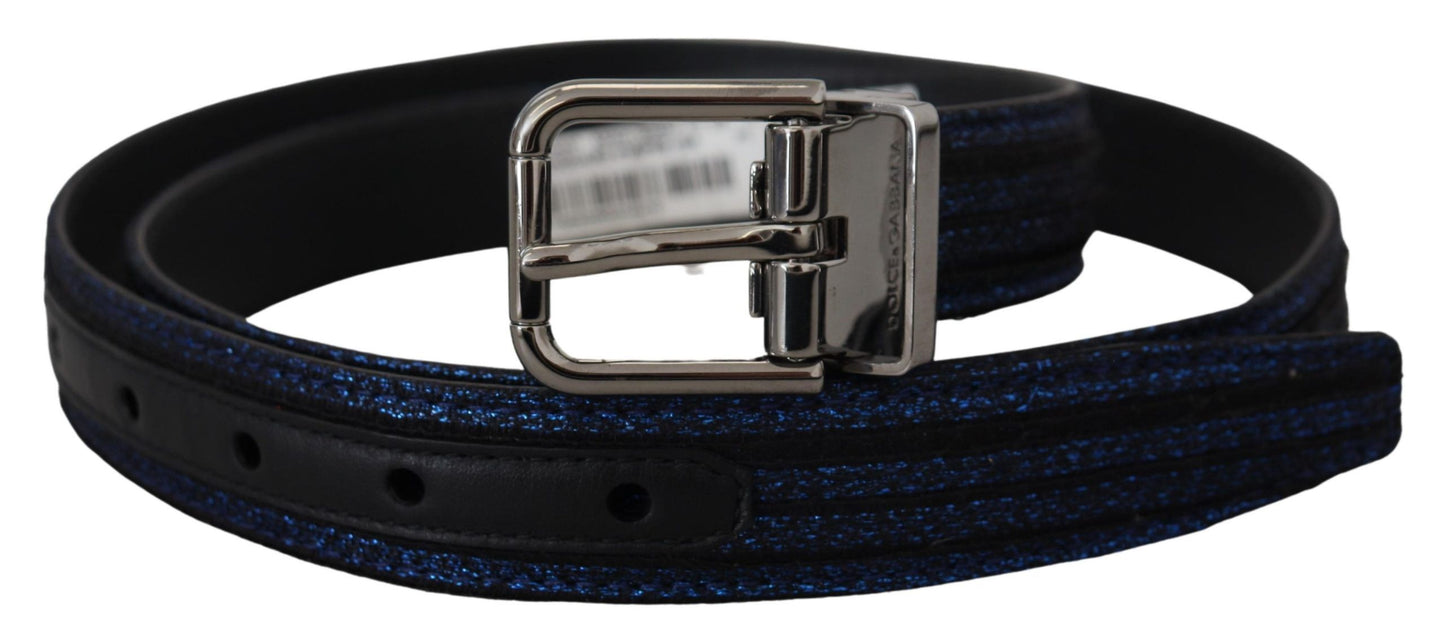 Ceinture Dolce & Gabbana en jacquard rayé bleu avec boucle argentée