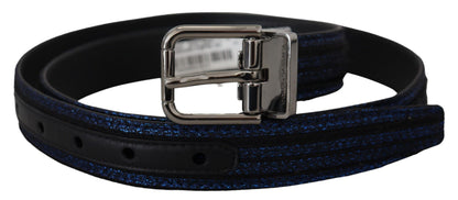 Ceinture Dolce & Gabbana en jacquard rayé bleu avec boucle argentée