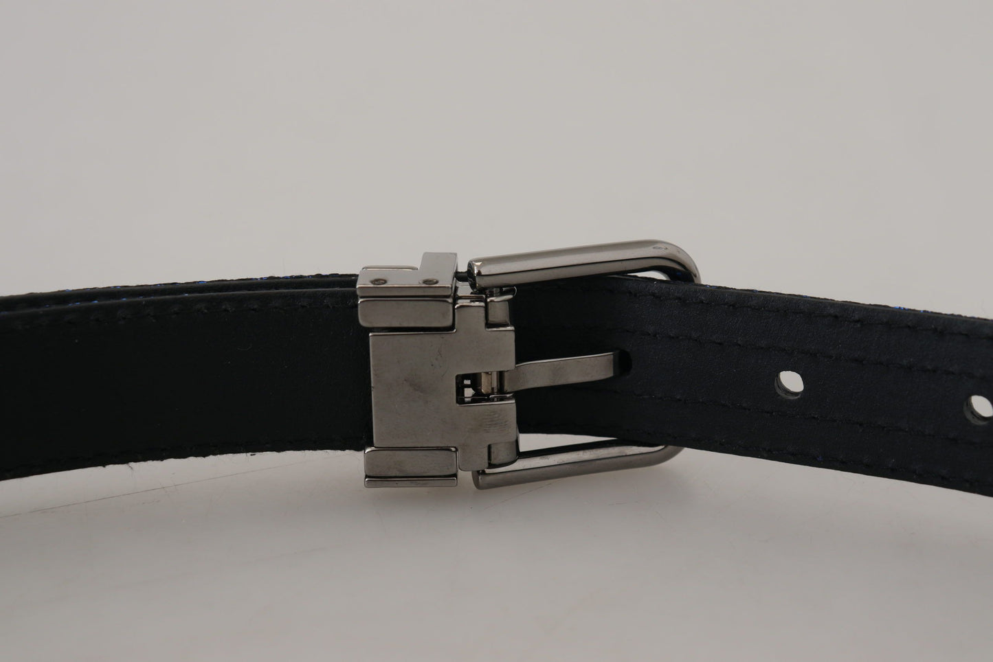 Ceinture Dolce & Gabbana en jacquard rayé bleu avec boucle argentée