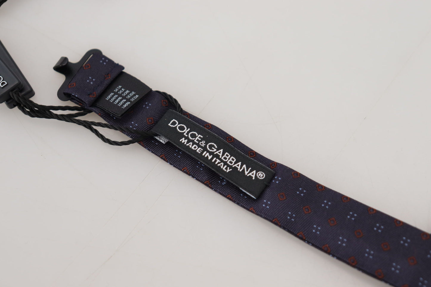 Nœud papillon Dolce & Gabbana en soie à motif bleu et tour de cou ajustable