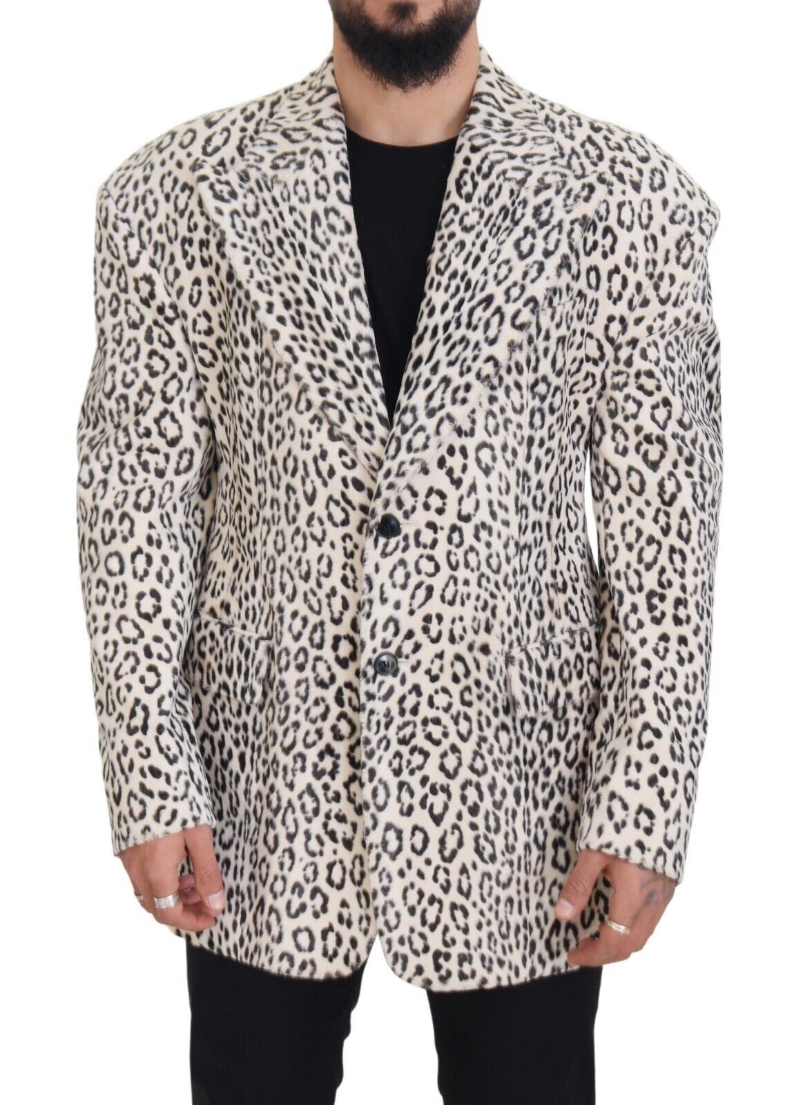 Veste blazer Dolce & Gabbana léopard blanc à simple boutonnage