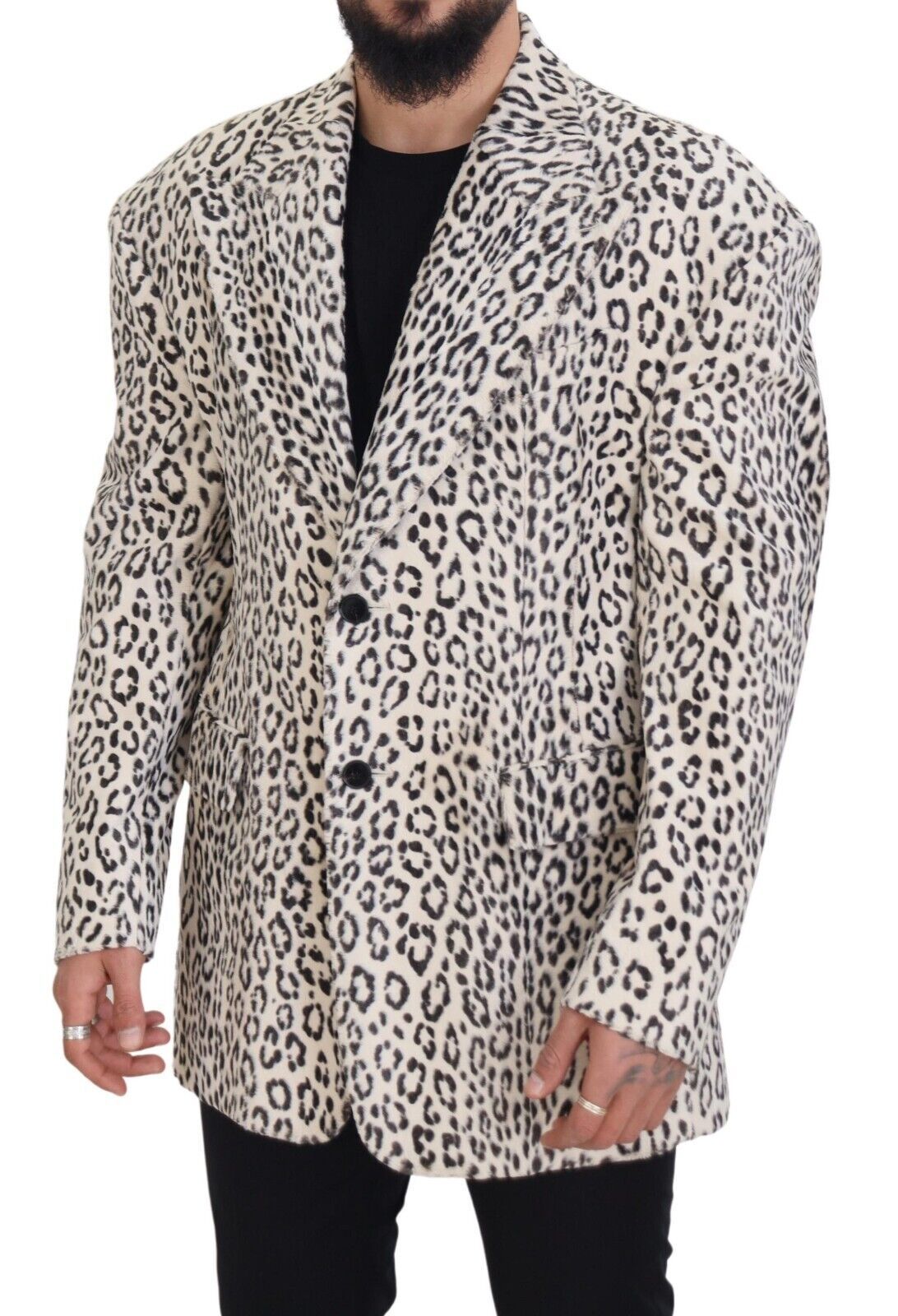Veste blazer Dolce & Gabbana léopard blanc à simple boutonnage