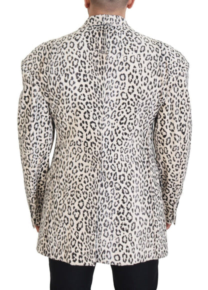 Veste blazer Dolce & Gabbana léopard blanc à simple boutonnage