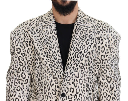 Veste blazer Dolce & Gabbana léopard blanc à simple boutonnage