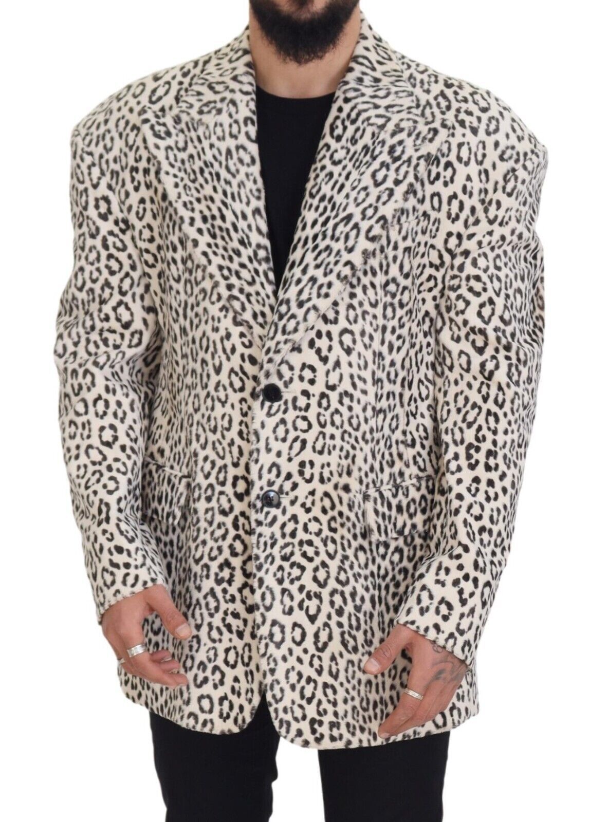 Veste blazer Dolce & Gabbana léopard blanc à simple boutonnage
