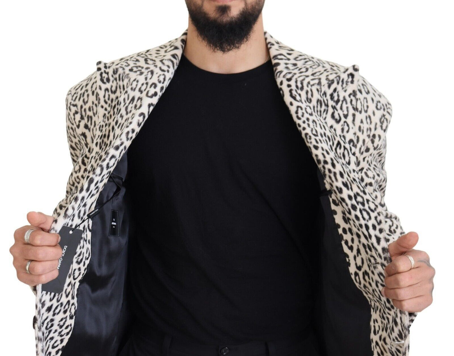 Veste blazer Dolce & Gabbana léopard blanc à simple boutonnage