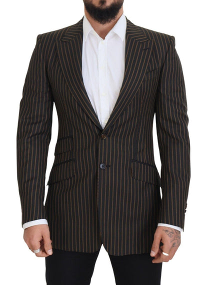 Blazer Dolce & Gabbana Noir Rayures Marron à Boutonnage Simple