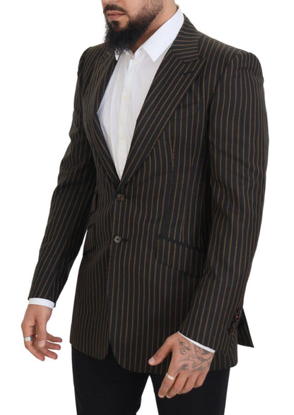 Blazer Dolce & Gabbana Noir Rayures Marron à Boutonnage Simple