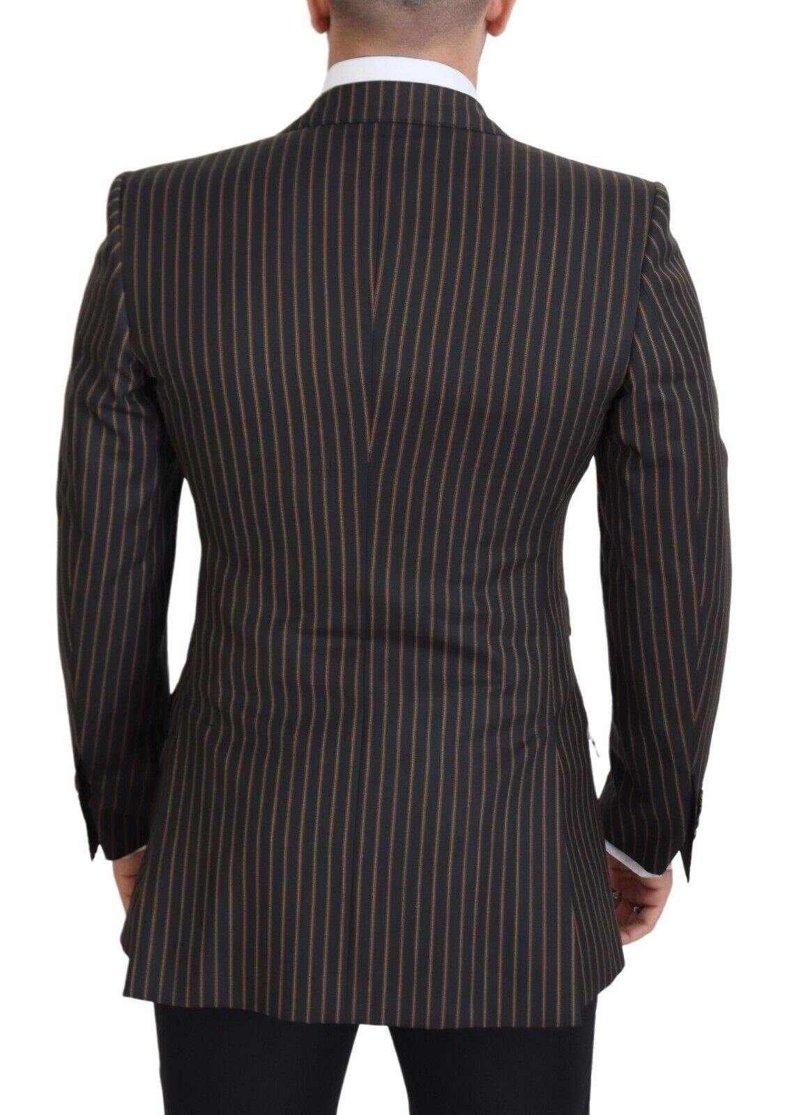Blazer Dolce & Gabbana Noir Rayures Marron à Boutonnage Simple