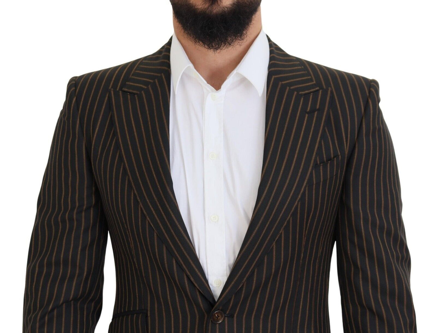 Blazer Dolce & Gabbana Noir Rayures Marron à Boutonnage Simple
