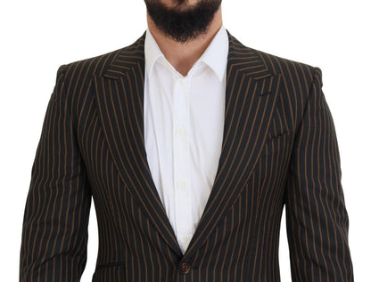 Blazer Dolce & Gabbana Noir Rayures Marron à Boutonnage Simple
