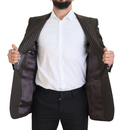 Blazer Dolce & Gabbana Noir Rayures Marron à Boutonnage Simple