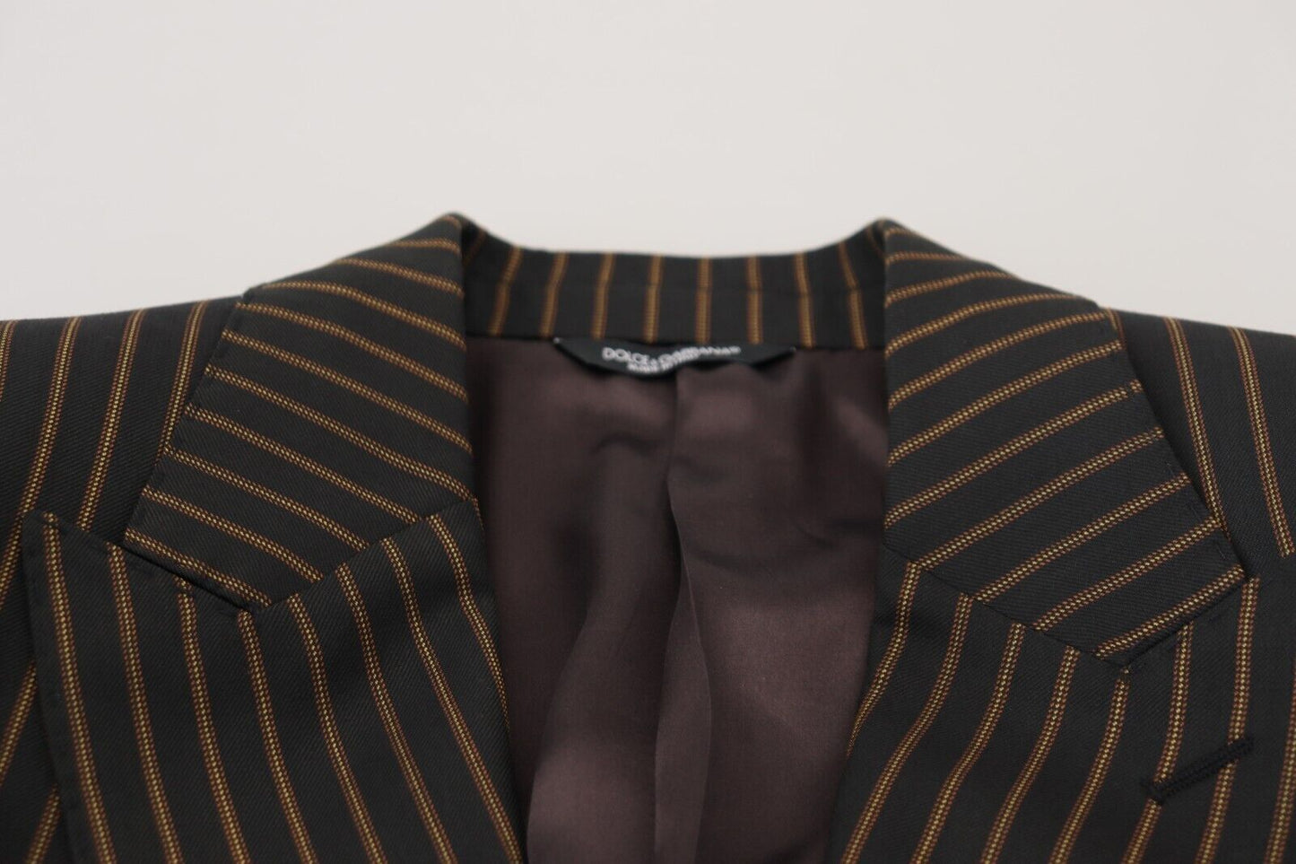 Blazer Dolce & Gabbana Noir Rayures Marron à Boutonnage Simple