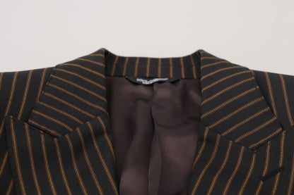 Blazer Dolce & Gabbana Noir Rayures Marron à Boutonnage Simple