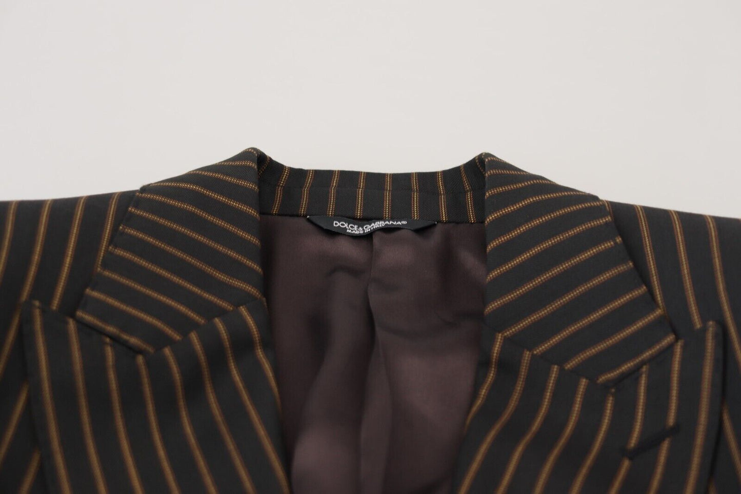 Blazer Dolce & Gabbana Noir Rayures Marron à Boutonnage Simple