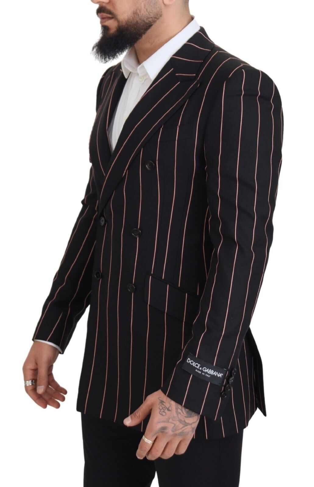 Blazer croisé Dolce & Gabbana en viscose noire à rayures