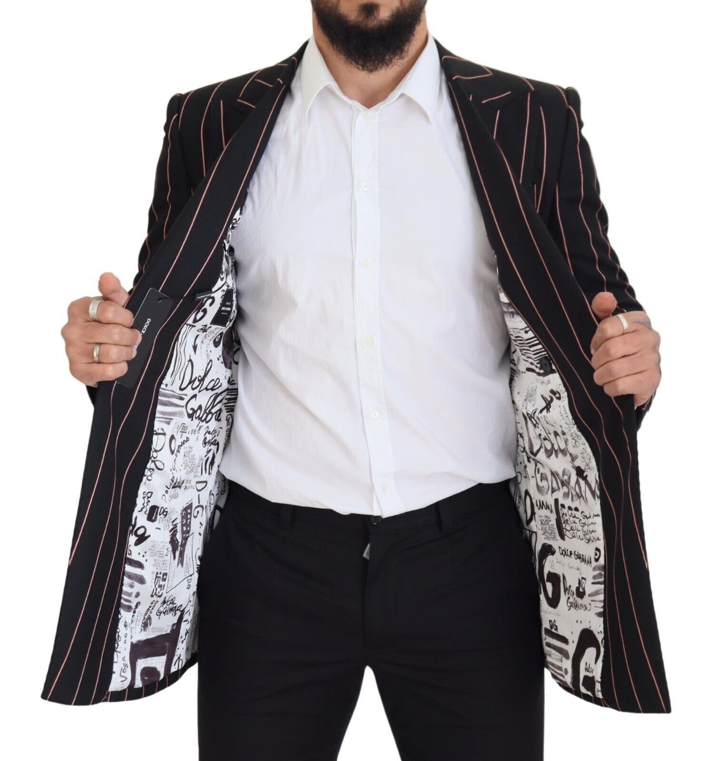 Blazer croisé Dolce & Gabbana en viscose noire à rayures
