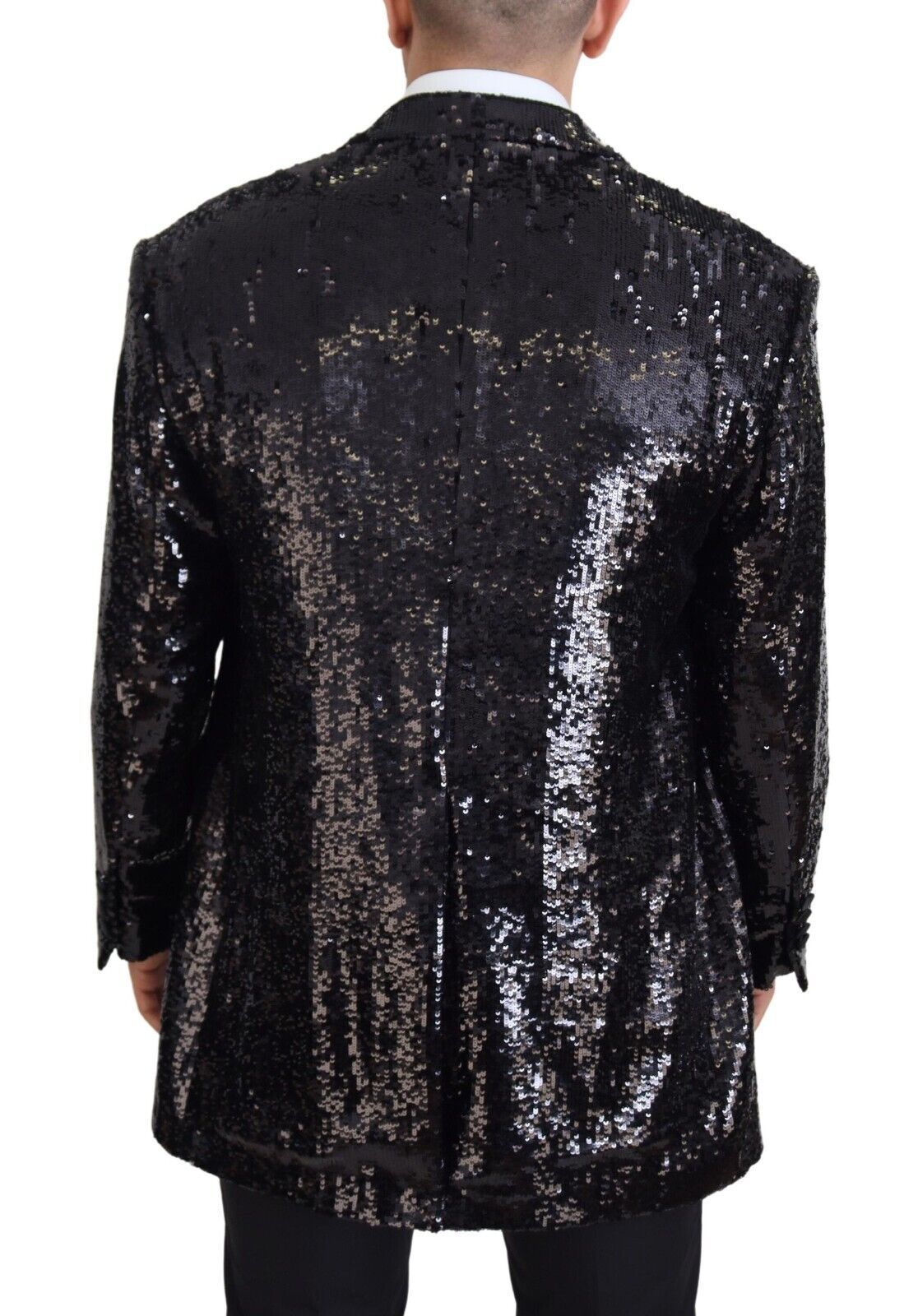 Blazer en nylon à imprimé vache à sequins noir Dolce & Gabbana