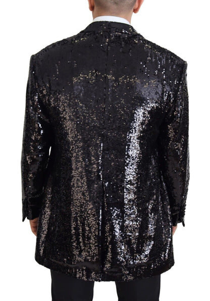Blazer en nylon à imprimé vache à sequins noir Dolce & Gabbana