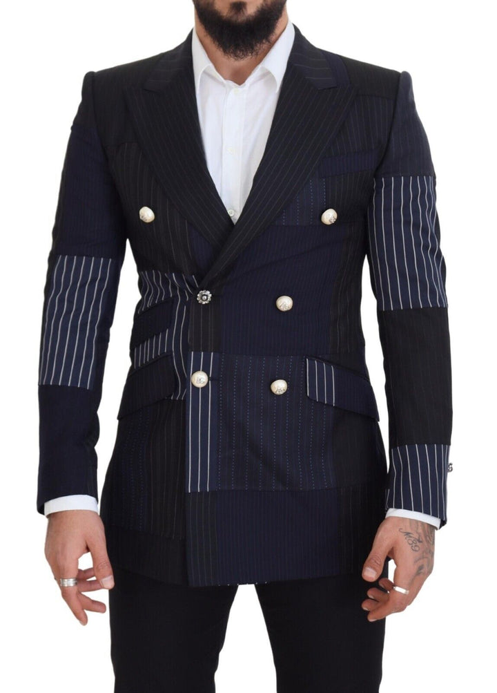 Blazer cruzado de lana azul con retales de Dolce & Gabbana