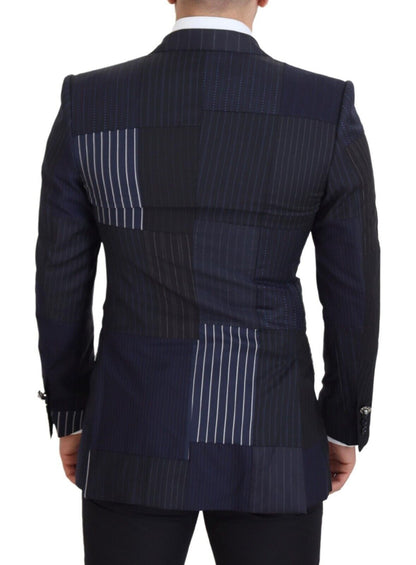 Blazer croisé Dolce & Gabbana en laine bleue patchwork