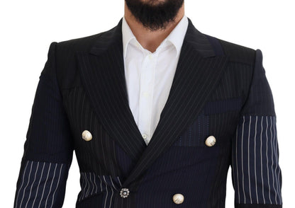 Blazer croisé Dolce & Gabbana en laine bleue patchwork