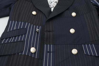 Blazer croisé Dolce & Gabbana en laine bleue patchwork