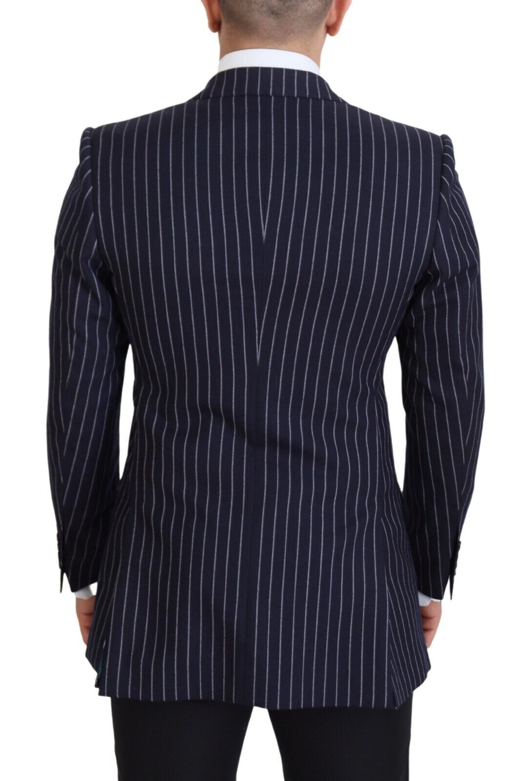 Blazer Dolce & Gabbana en laine à rayures bleu foncé et simple boutonnage