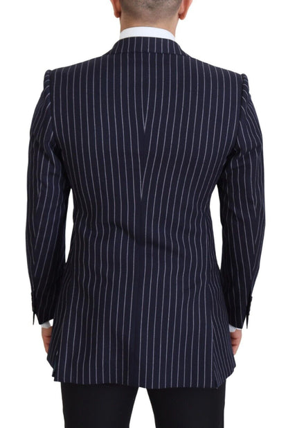 Blazer Dolce & Gabbana en laine à rayures bleu foncé et simple boutonnage
