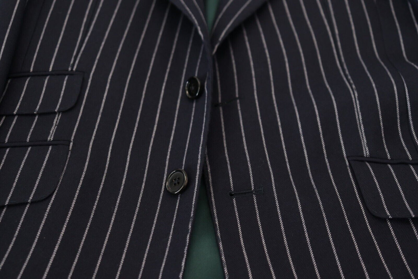 Blazer Dolce & Gabbana en laine à rayures bleu foncé et simple boutonnage